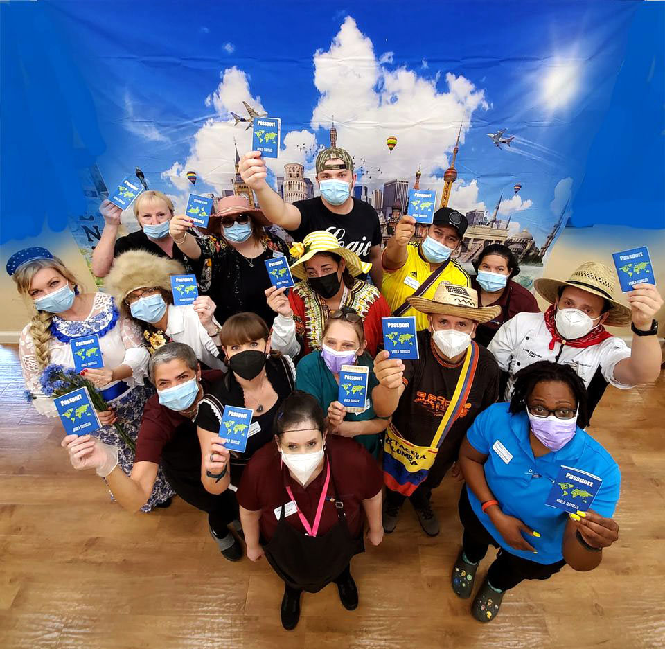 a group of people wearing face masks