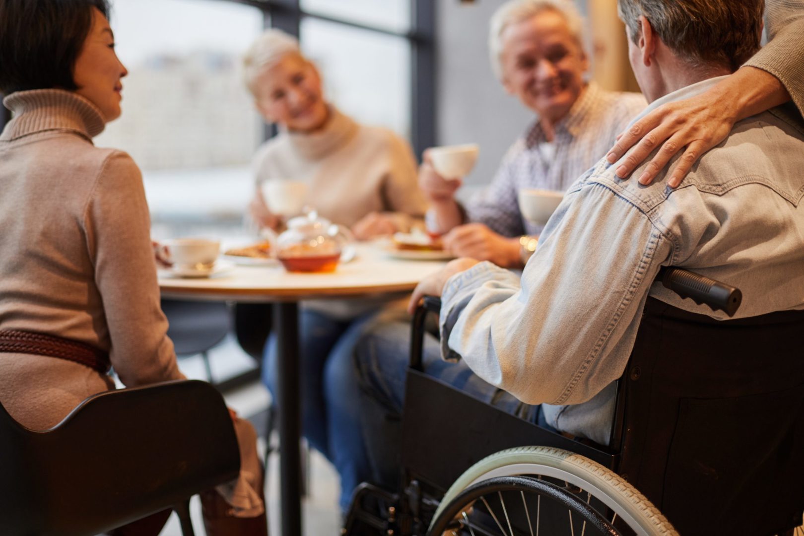a group of people around a table