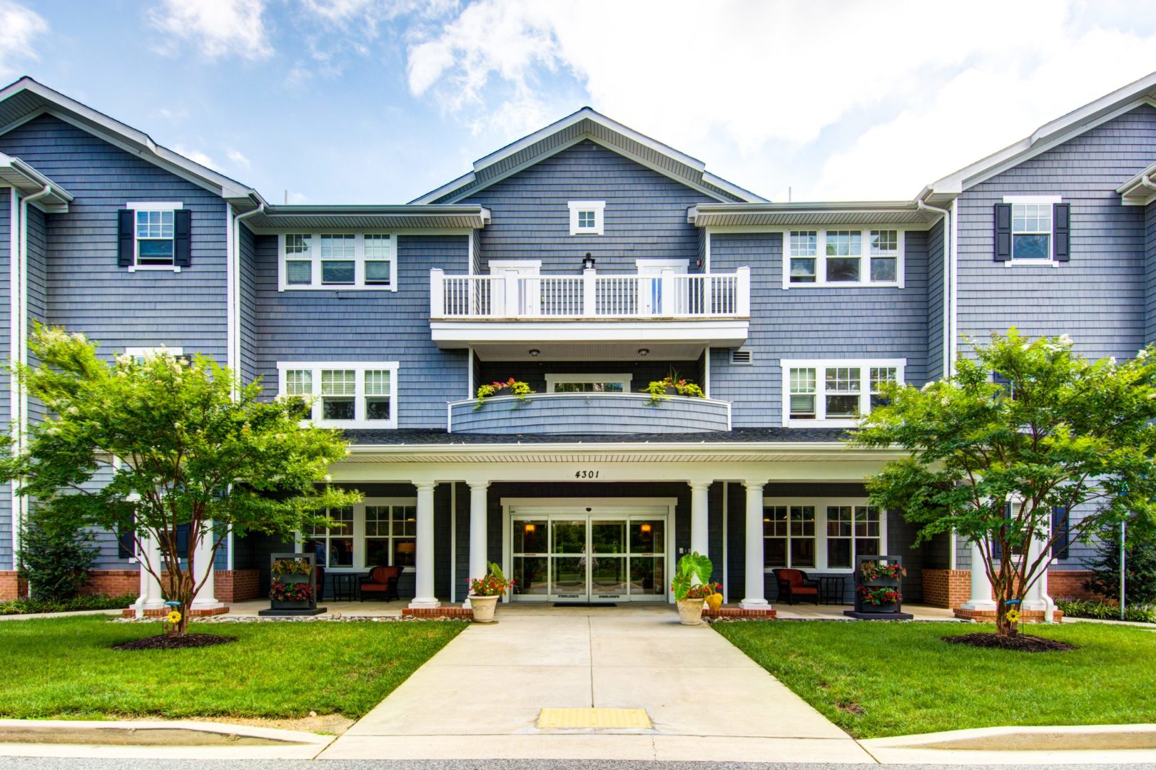 a building with a large front door