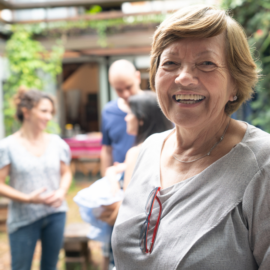 a person smiling at camera