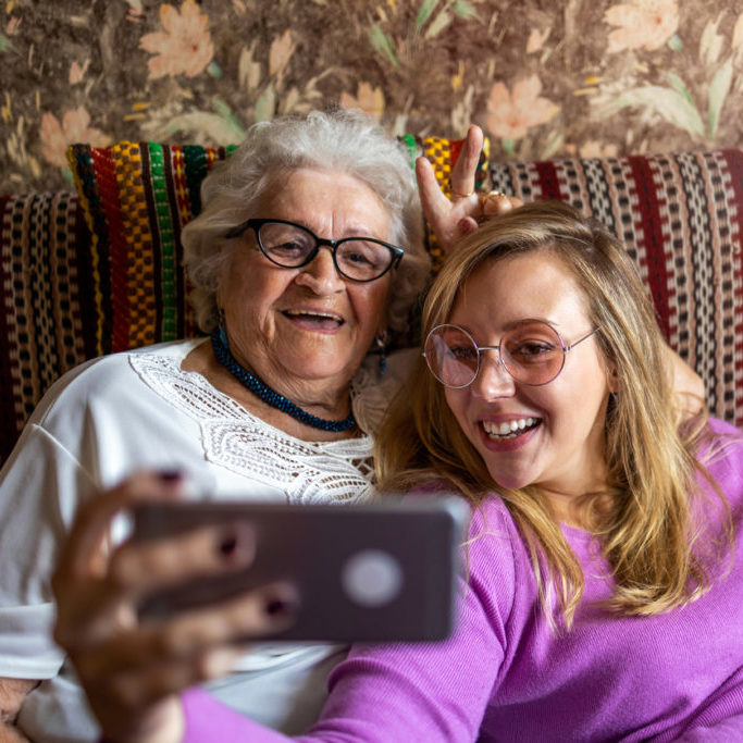 two women taking a selfie