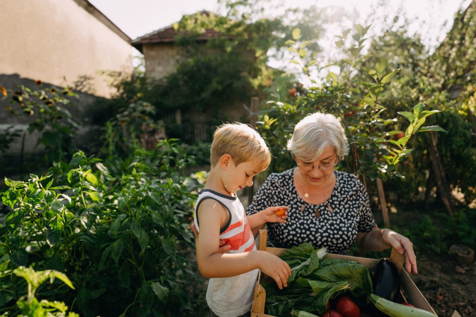a person and child in a garden
